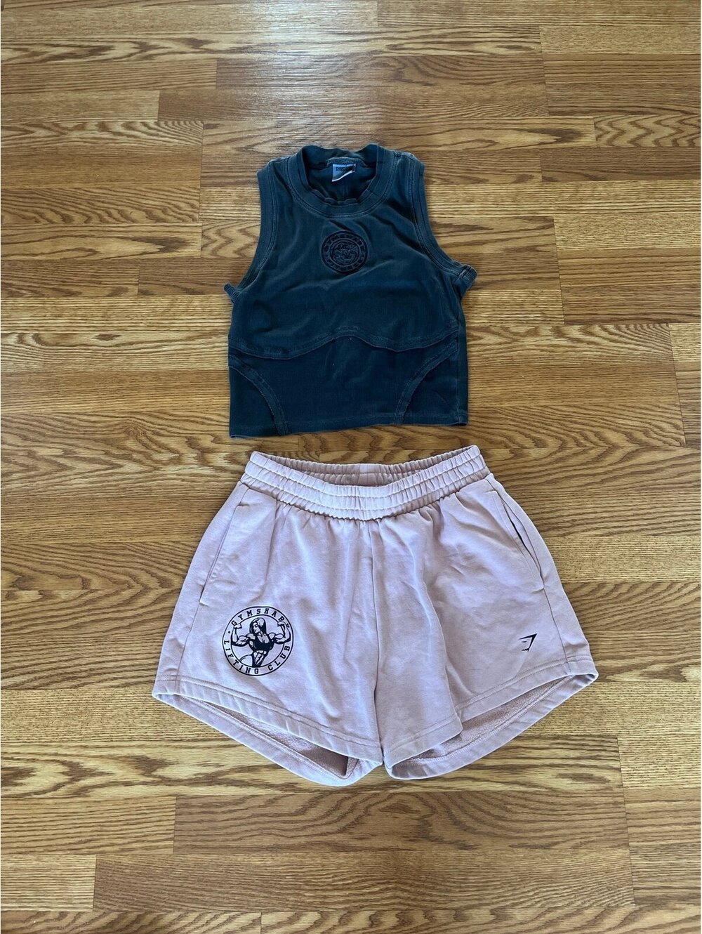 Women’s Gymshark sweat shorts and ribbed tank top. Size Medium.
